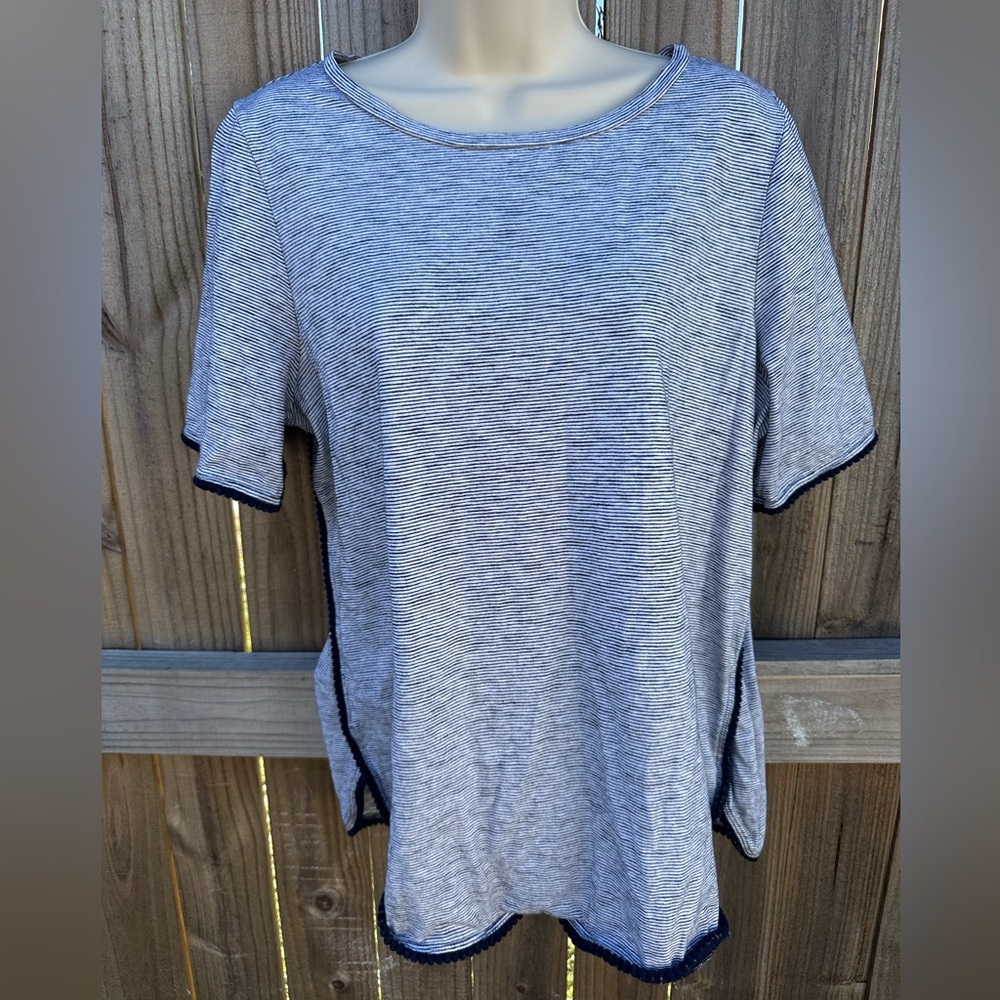 Ann Taylor Loft Lightweight Striped Cotton Top - Size L